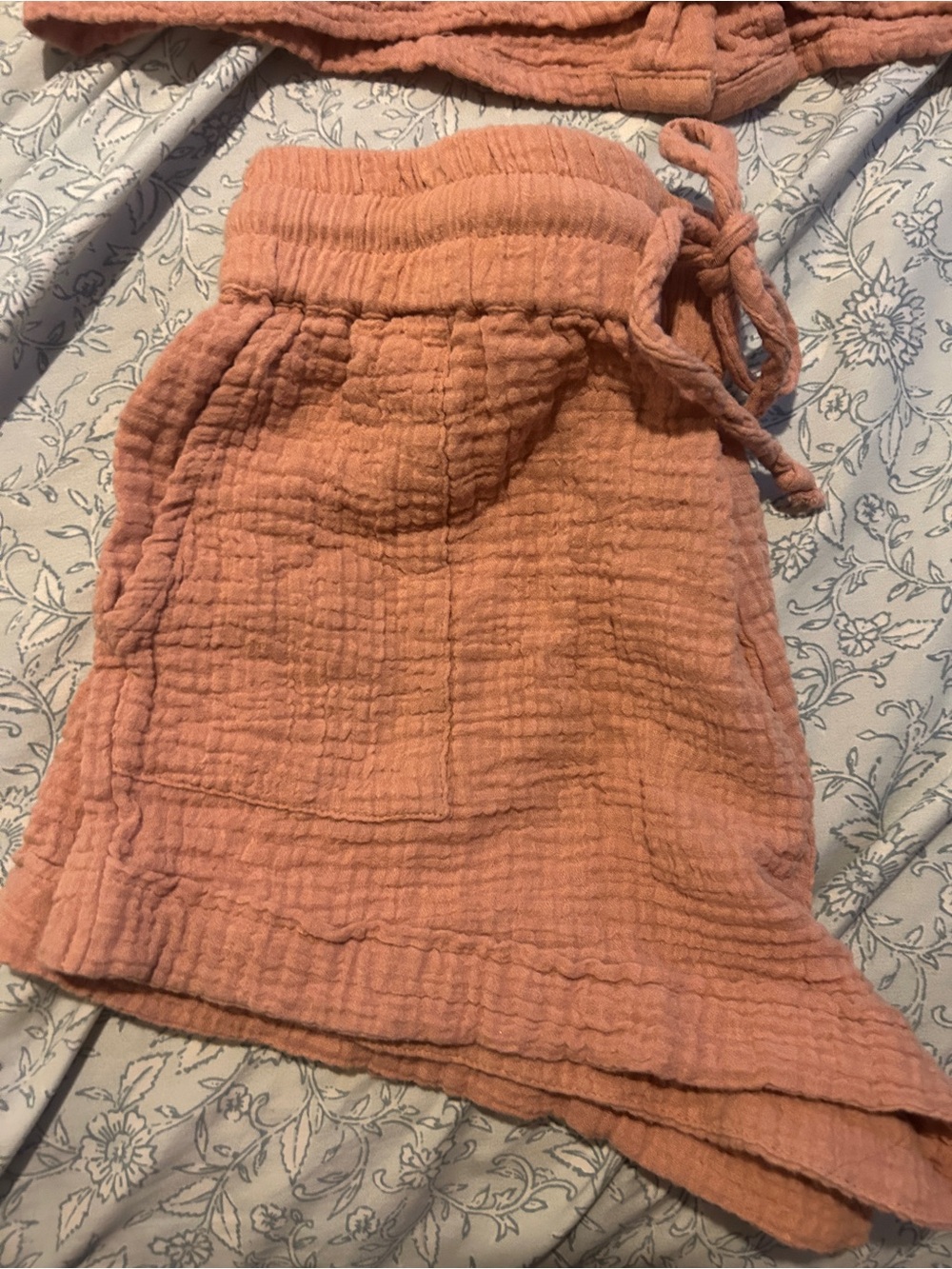 Open Front Button Crop Top & Drawstring Shorts Set - Pink - Picture 10 of 12
